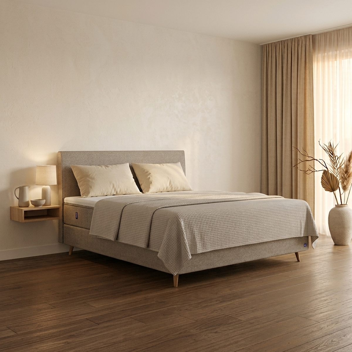 Boxspringbett in Taupe von Bruno mit Klassik Kopfteil 