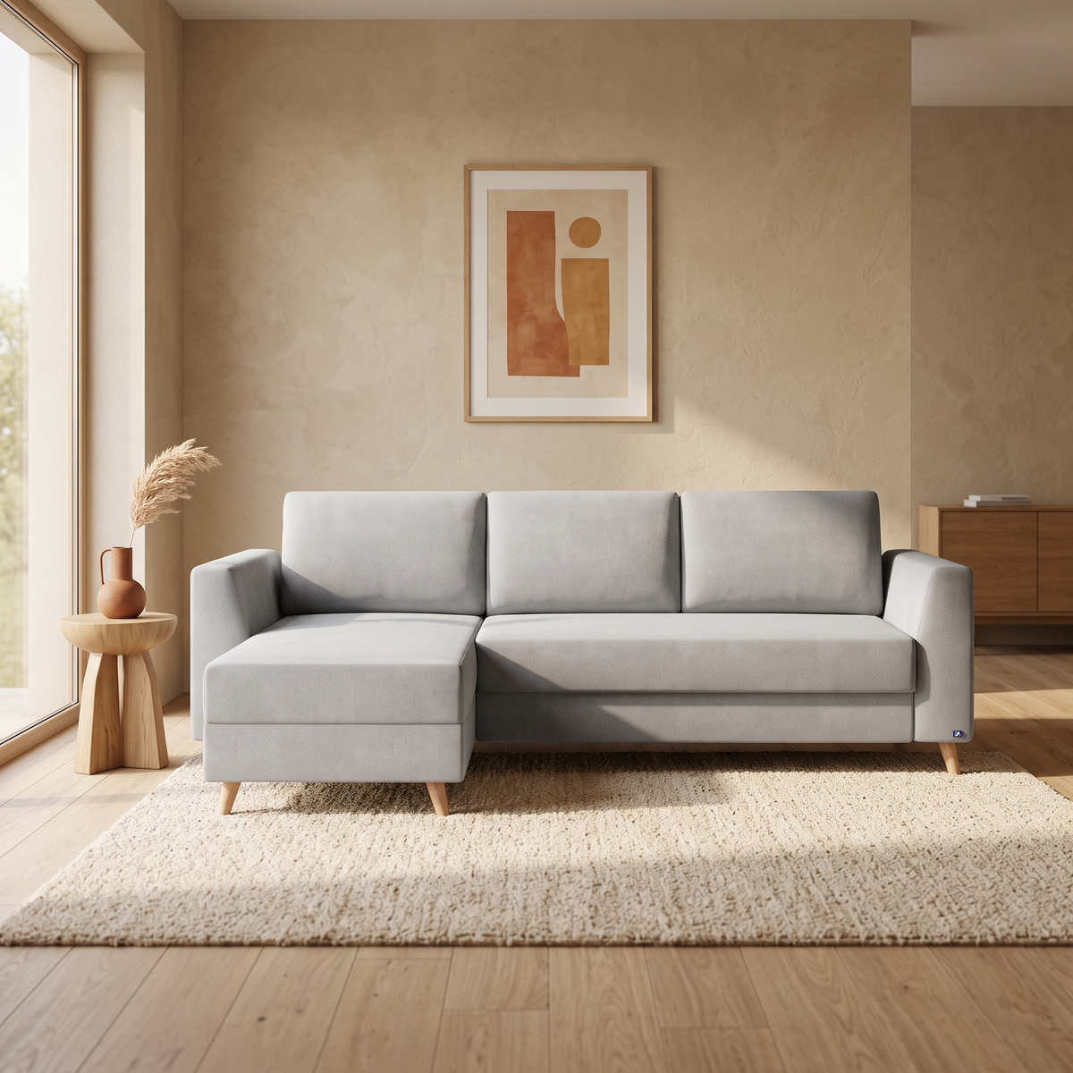 Eckschlafsofa mit Stauraum und Recamiere Kurz von Bruno 