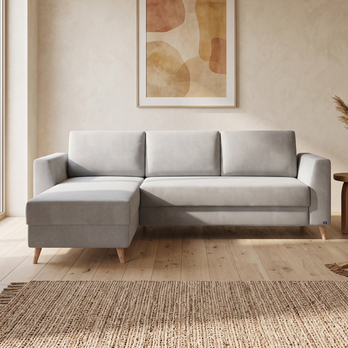 Eckschlafsofa mit Stauraum und Recamiere Lang 