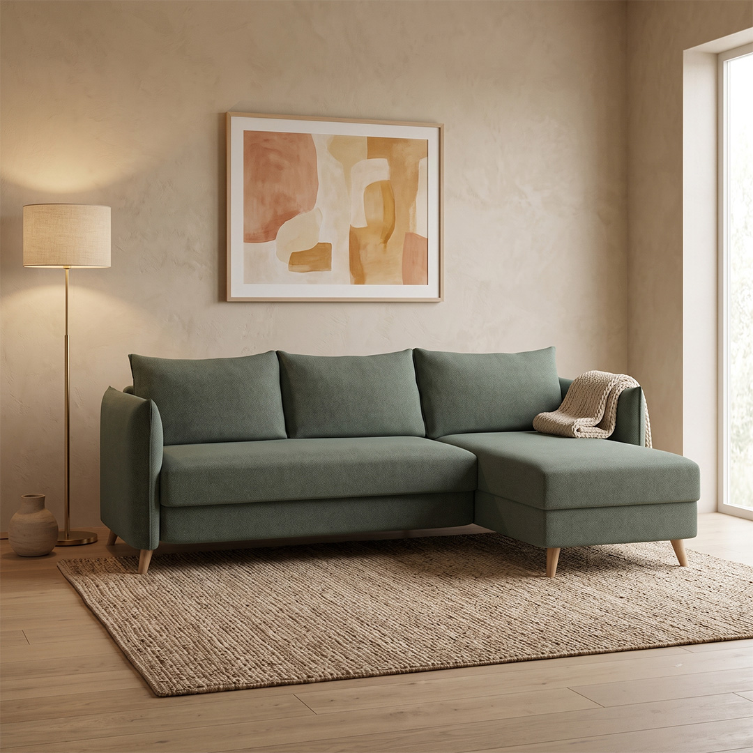 Bruno Schlafsofa in Grün, mit Boxspringkomfort