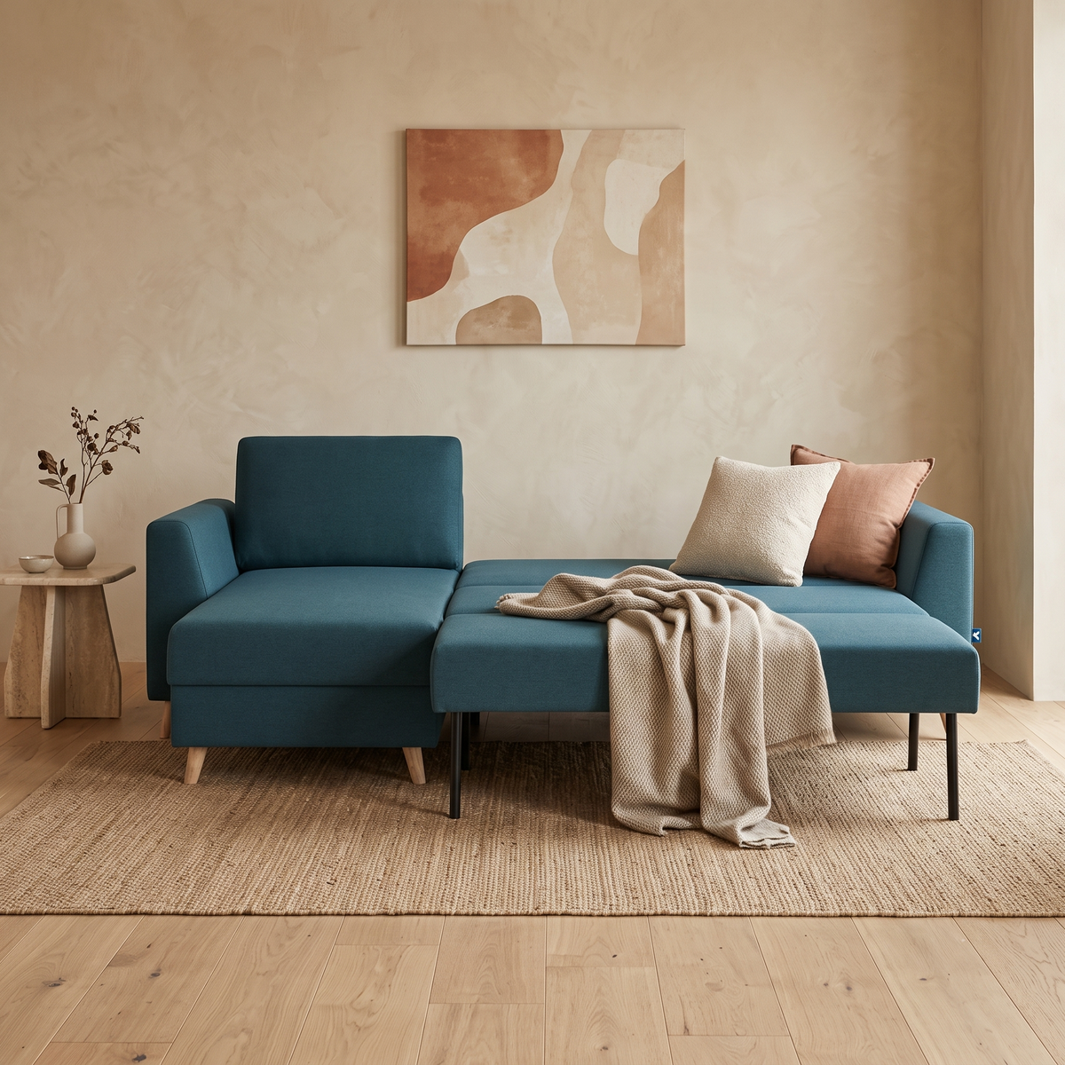 Bruno Ecksofa in Petrol-Türkis
