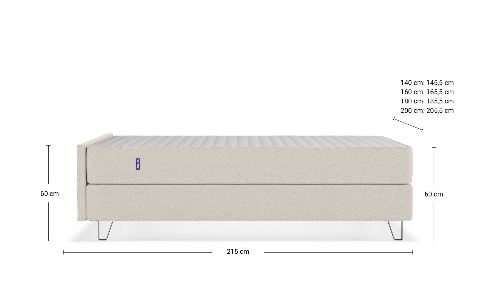 Boxspringbett Premium von Bruno – in Beige, Compact-Kopfteil