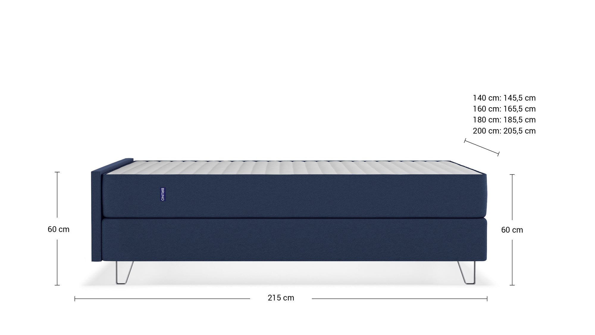 Boxspringbett Premium von Bruno – in Blau, Compact-Kopfteil