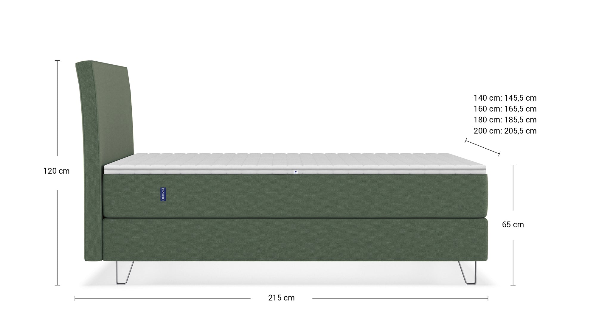 Boxspringbett Premium von Bruno – in Grün, Klassik-Kopfteil