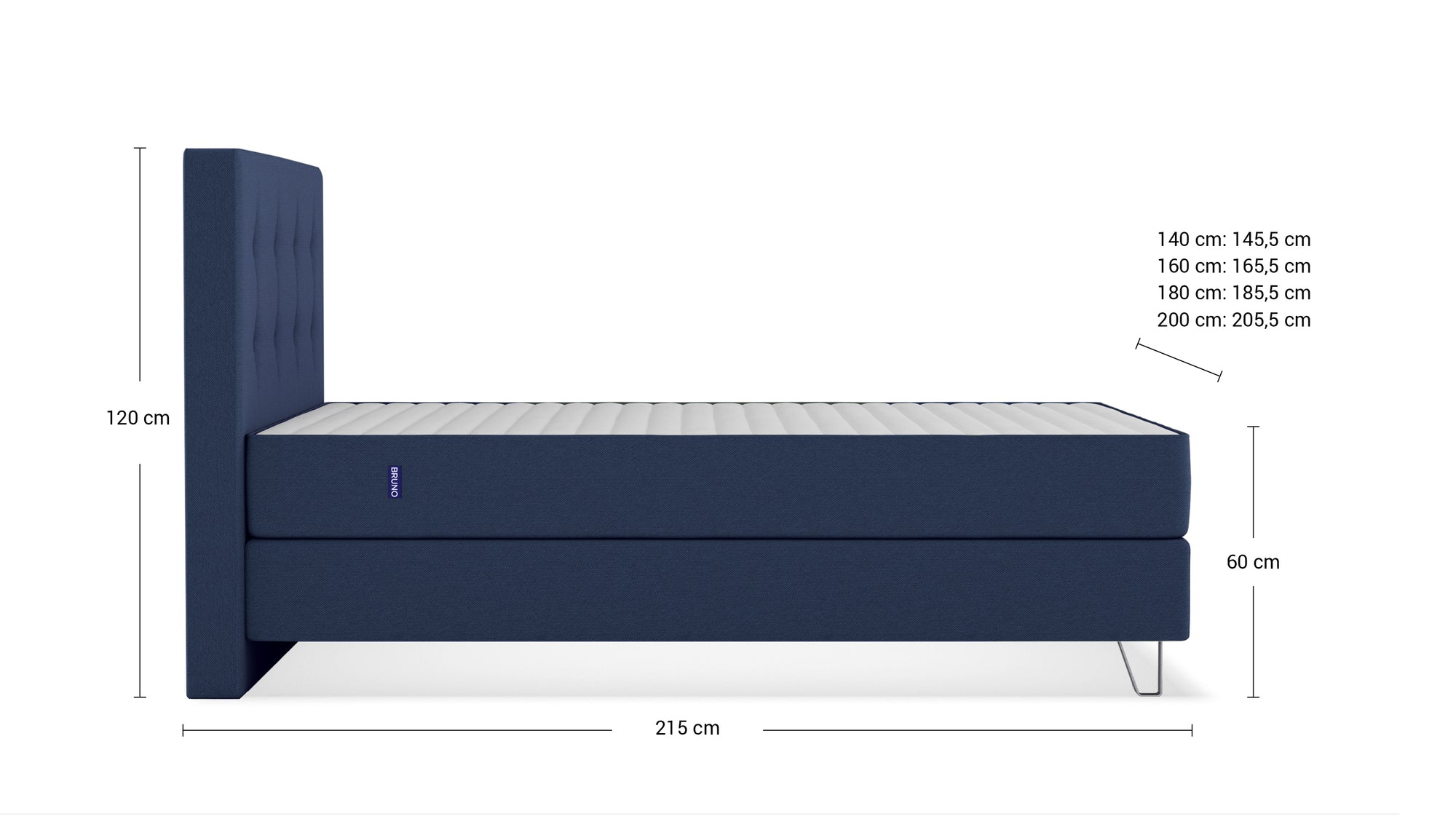 Boxspringbett Premium von Bruno – in Blau, Opus-Kopfteil