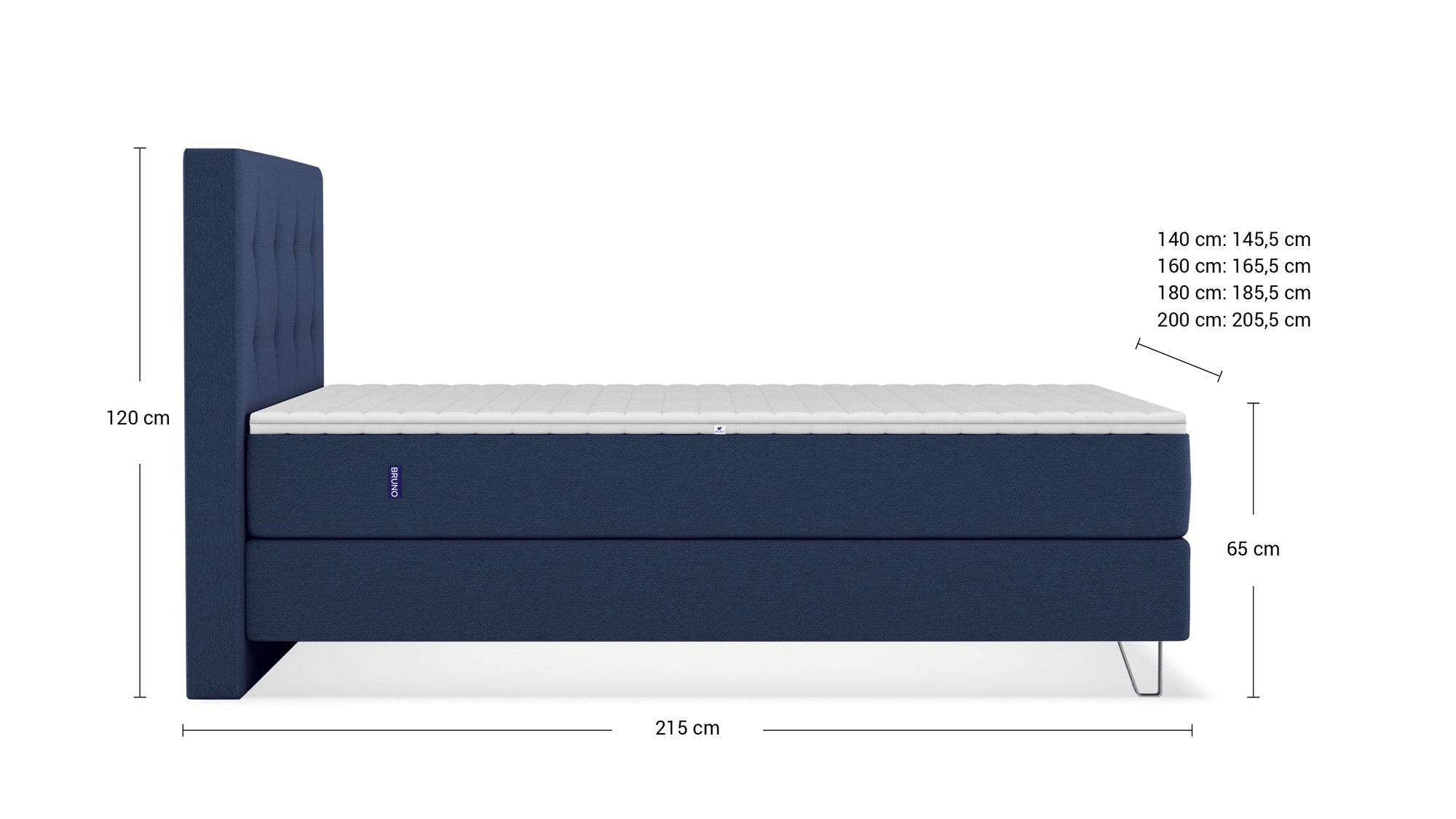 Boxspringbett Premium von Bruno – in Blau, Opus-Kopfteil
