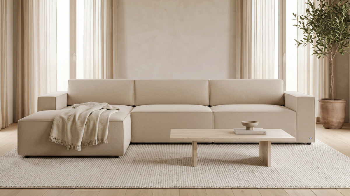 Bruno LOUNGE Ecksofa in Beige, mit Recamiere