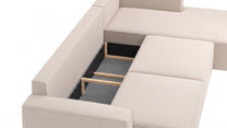 Bruno LOUNGE Ecksofa in Beige, mit Recamiere, mit Stauraum