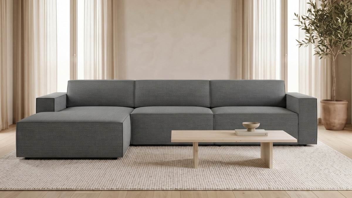 Bruno LOUNGE Ecksofa in Dunkelgrau, mit Recamiere, linksseitig