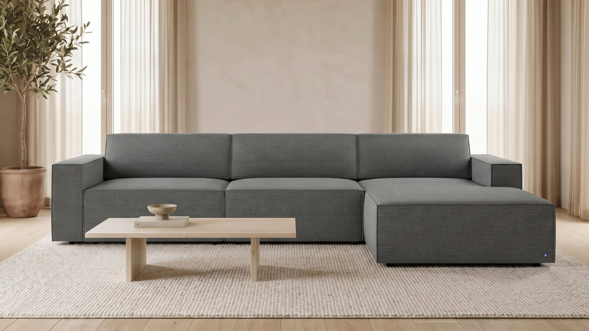 Bruno LOUNGE Ecksofa in Dunkelgrau, mit Recamiere