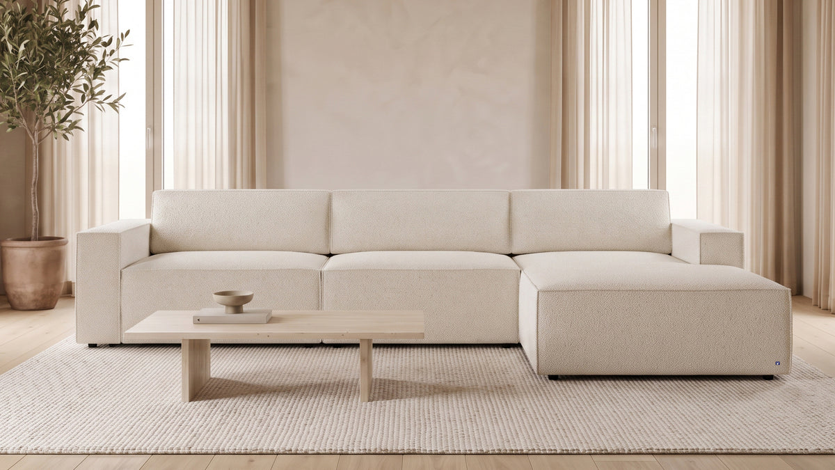 Bruno LOUNGE Ecksofa in Glory Soft Beige, mit Recamiere
