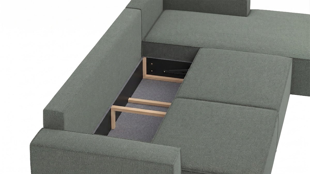 Bruno LOUNGE Ecksofa in Glory Forest Green, mit Recamiere, mit Stauraum