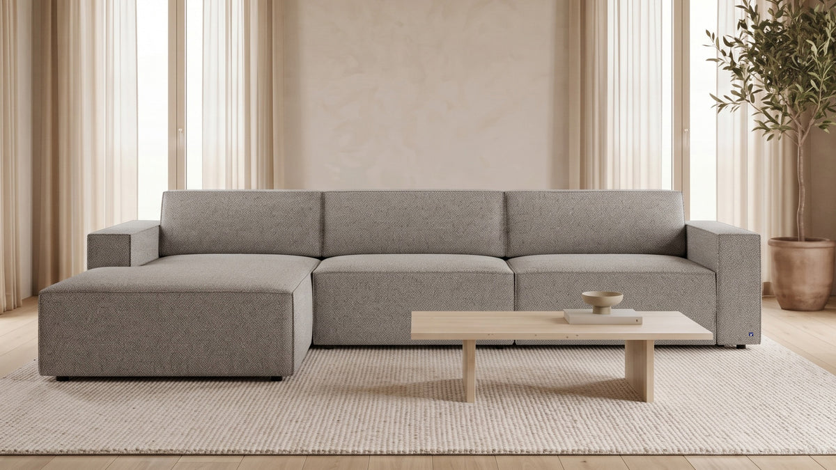 Bruno LOUNGE Ecksofa in Glory Taupe, mit Recamiere, linksseitig
