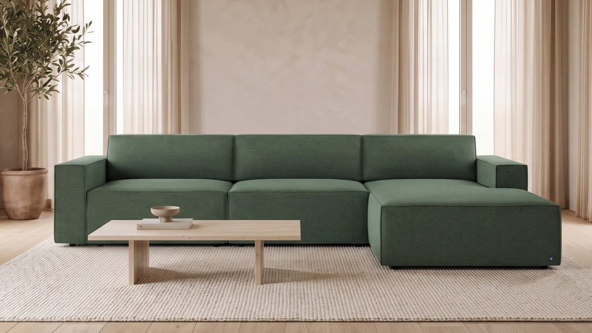 Bruno LOUNGE Ecksofa in Grün, mit Recamiere