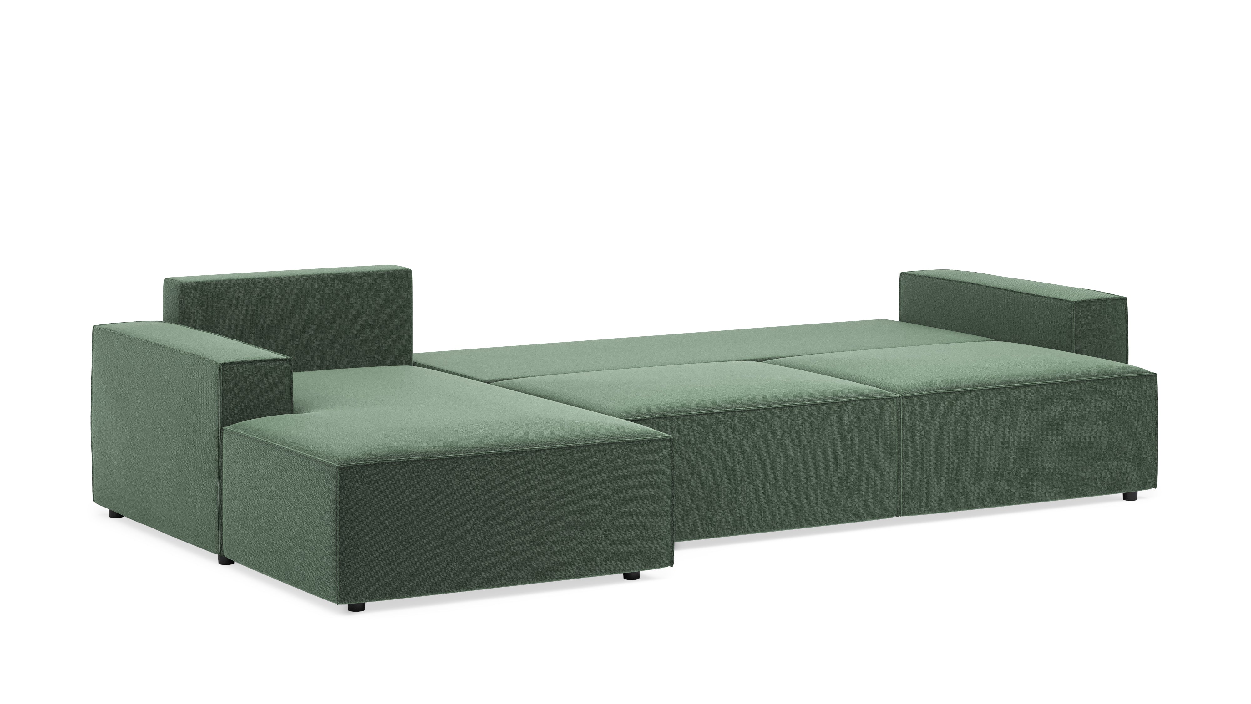 LOUNGE Ecksofa in Moosgrün | Querschläfer mit Stauraum & Gästebett I BRUNO®