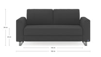 Schlafsofa von Bruno – 140 cm, in Anthrazit, Klassik-Armlehnen, Metallfüße