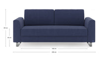 Schlafsofa von Bruno – 160 cm, in Blau, Klassik-Armlehnen, Metallfüße