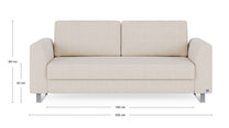 Schlafsofa von Bruno – 160 cm, in Glory Soft Beige, Klassik-Armlehnen, Metallfüße