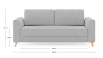 Schlafsofa von Bruno – 160 cm, in Hellgrau, Klassik-Armlehnen, Holzfüße
