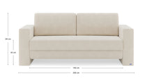 Schlafsofa von Bruno – 160 cm, in Beige, Kubus-Armlehnen