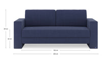 Schlafsofa von Bruno – 160 cm, in Blau, Kubus-Armlehnen