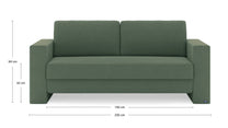 Schlafsofa von Bruno – 160 cm, in Grün, Kubus-Armlehnen