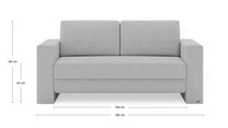 Schlafsofa von Bruno – 140 cm, in Hellgrau, Kubus-Armlehnen
