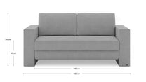 Schlafsofa von Bruno – 140 cm, in Braun, Kubus-Armlehnen
