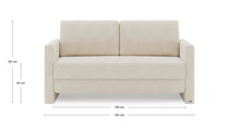 Schlafsofa von Bruno – 140 cm, in Beige, schmale Armlehnen