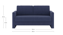 Schlafsofa von Bruno – 140 cm, in Blau, schmale Armlehnen