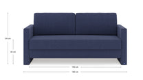 Schlafsofa von Bruno – 160 cm, in Blau, schmale Armlehnen