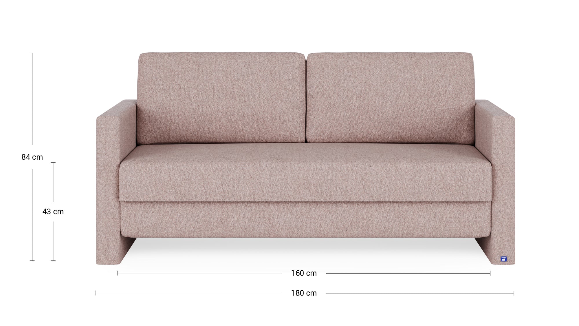 Schlafsofa von Bruno – 160 cm, in Glory Blush, schmale Armlehnen