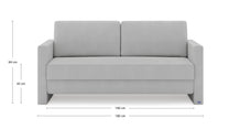 Schlafsofa von Bruno – 160 cm, in Hellgrau, schmale Armlehnen