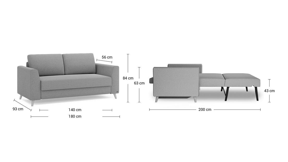 Schlafsofa mit Boxspringfedern in Hellgrau