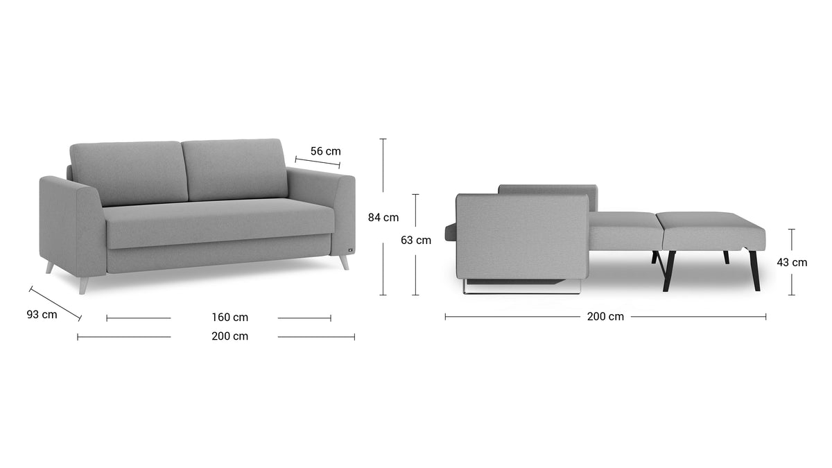Schlafsofa in Como Grau mit Boxspringfedern