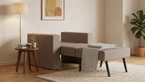 Ausgeklappter Schlafsessel in Glory Taupe