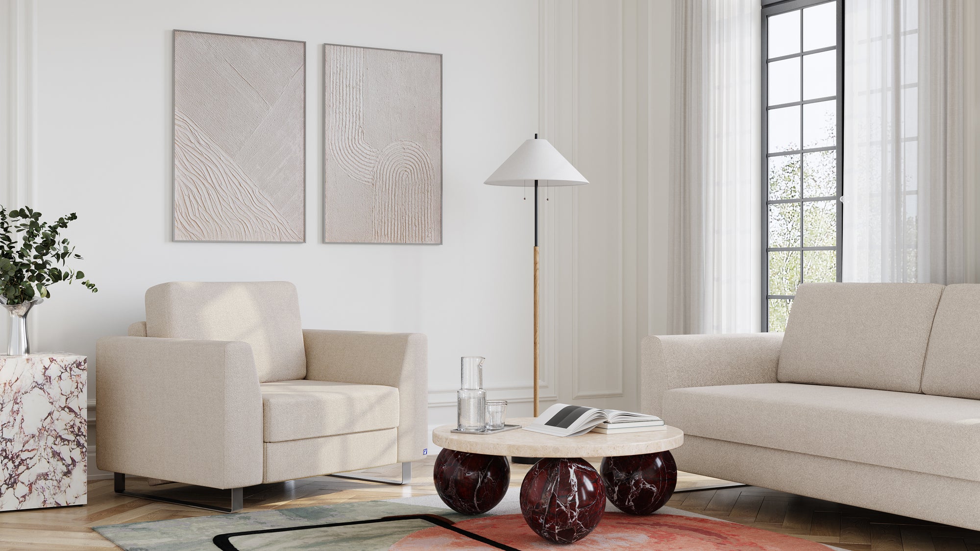 Schlafsessel von Bruno – in Glory Soft Beige, Metallfüße