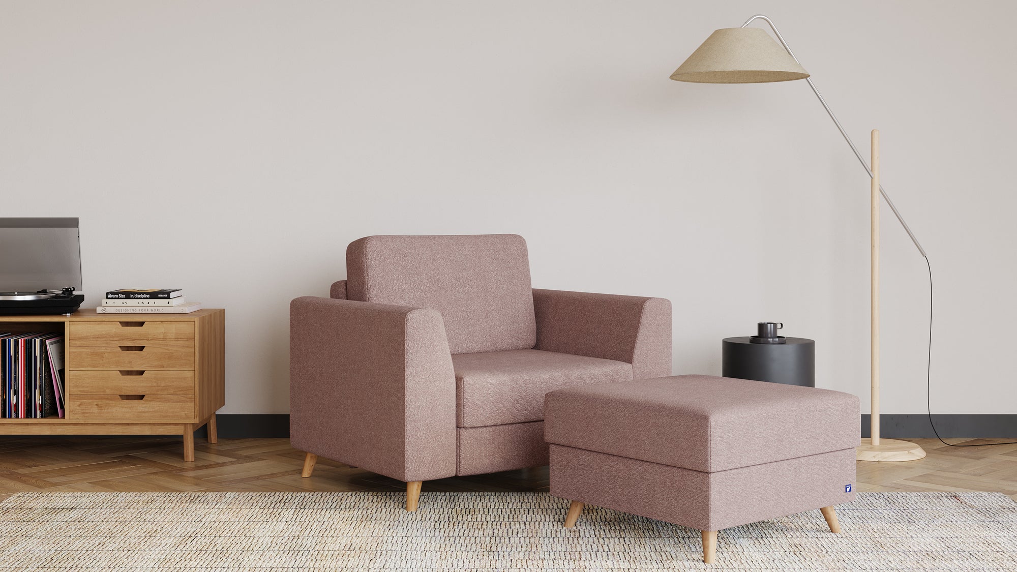 Schlafsessel von Bruno – in Glory Blush, Holzfüße