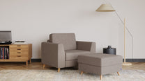 Schlafsessel von Bruno – in Glory Taupe, Holzfüße