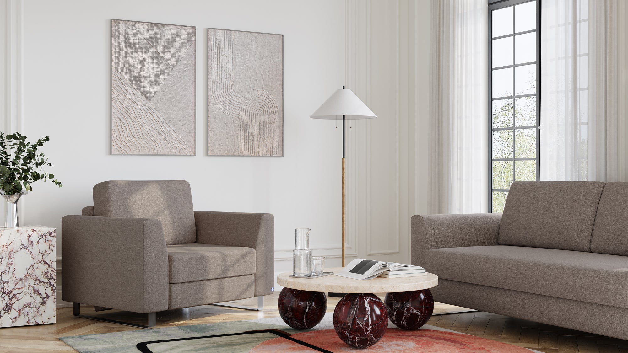 Schlafsessel von Bruno – in Glory Taupe, Metallfüße
