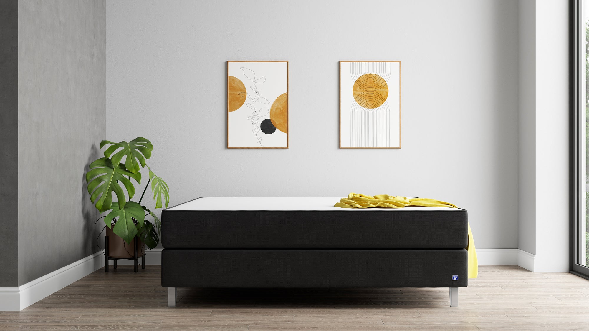Boxspringbett Premium von Bruno – in Anthrazit, Compact-Kopfteil, Klassik-Armlehnen