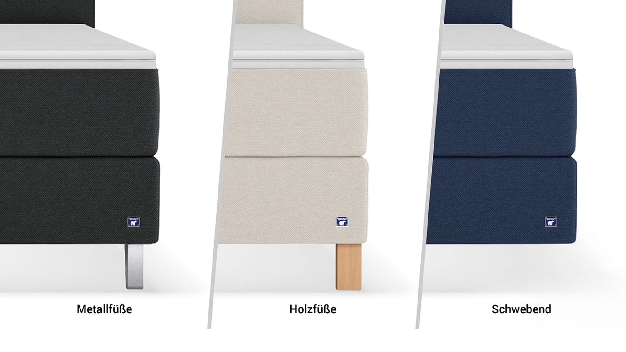 Boxspringbett Premium von Bruno – in Beige, Compact-Kopfteil, Klassik-Armlehnen