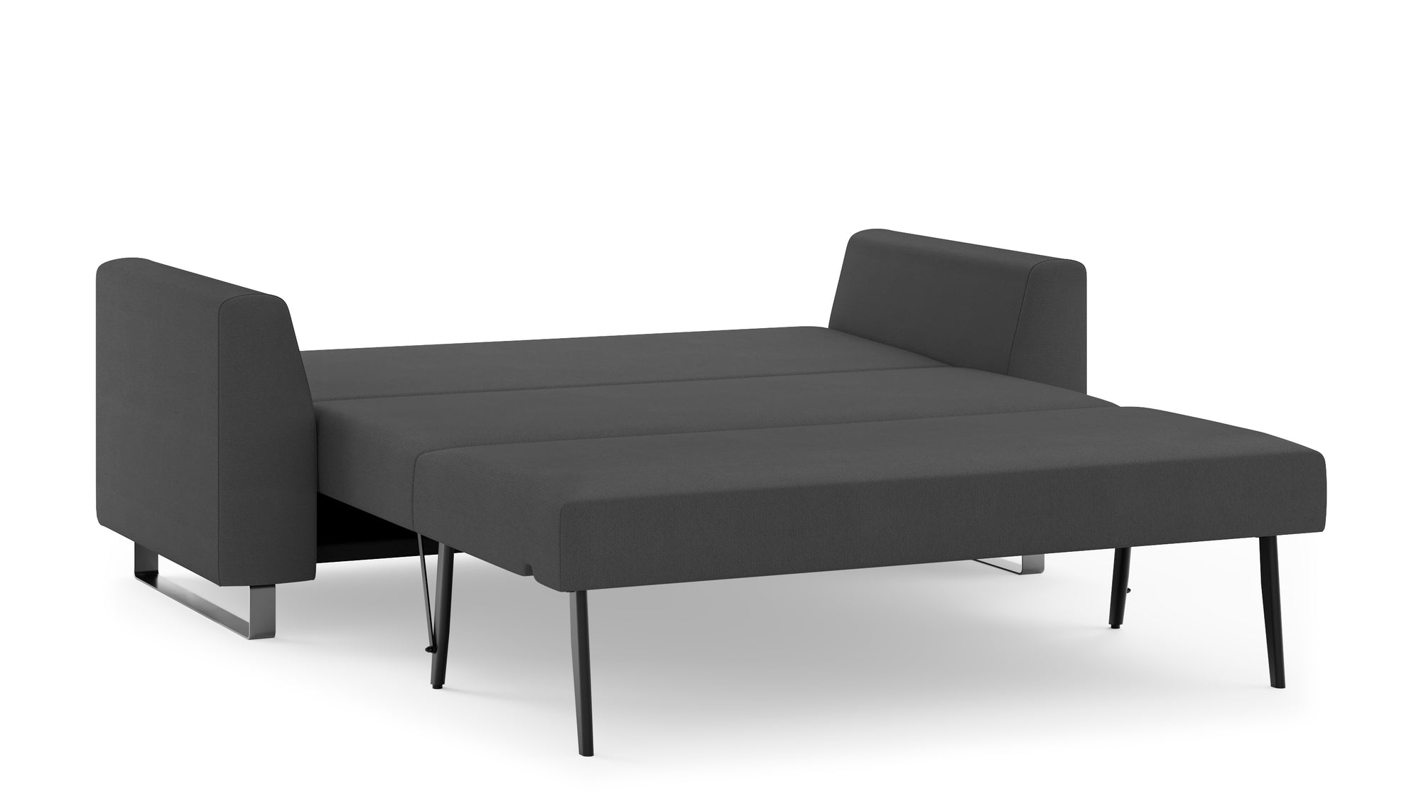Schlafsofa von Bruno – 140 cm, in Anthrazit, Metallfüße