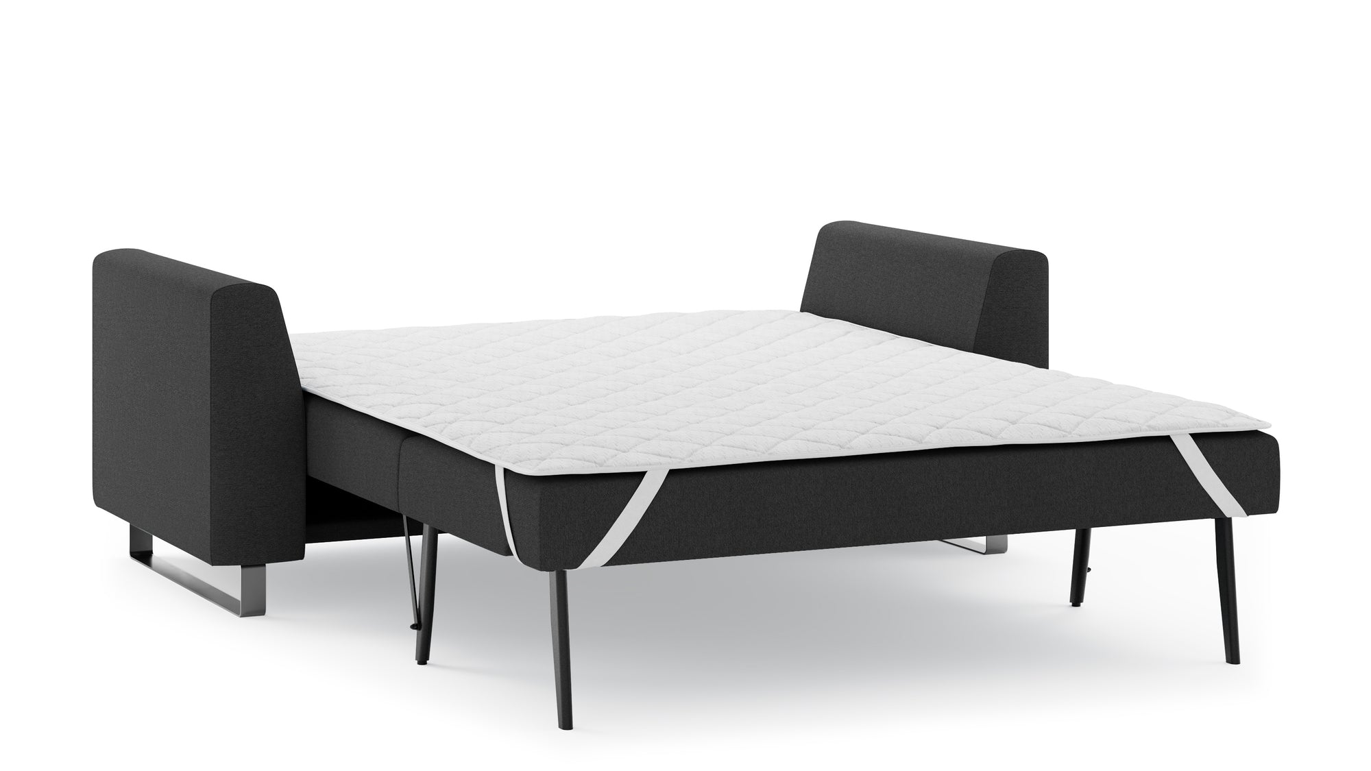 Schlafsofa von Bruno – 140 cm, in Anthrazit, Metallfüße
