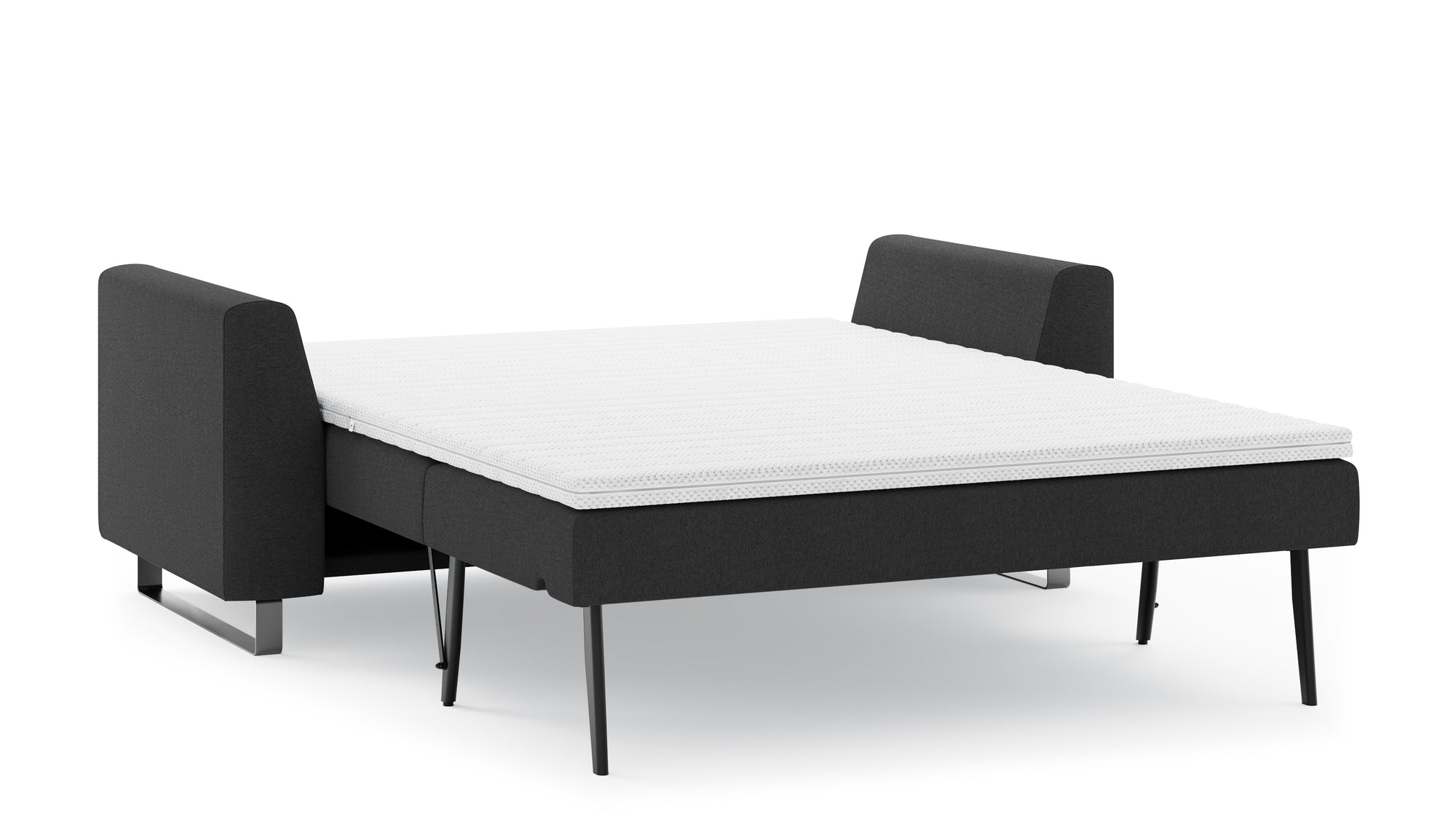 Schlafsofa von Bruno – 140 cm, in Anthrazit, Metallfüße