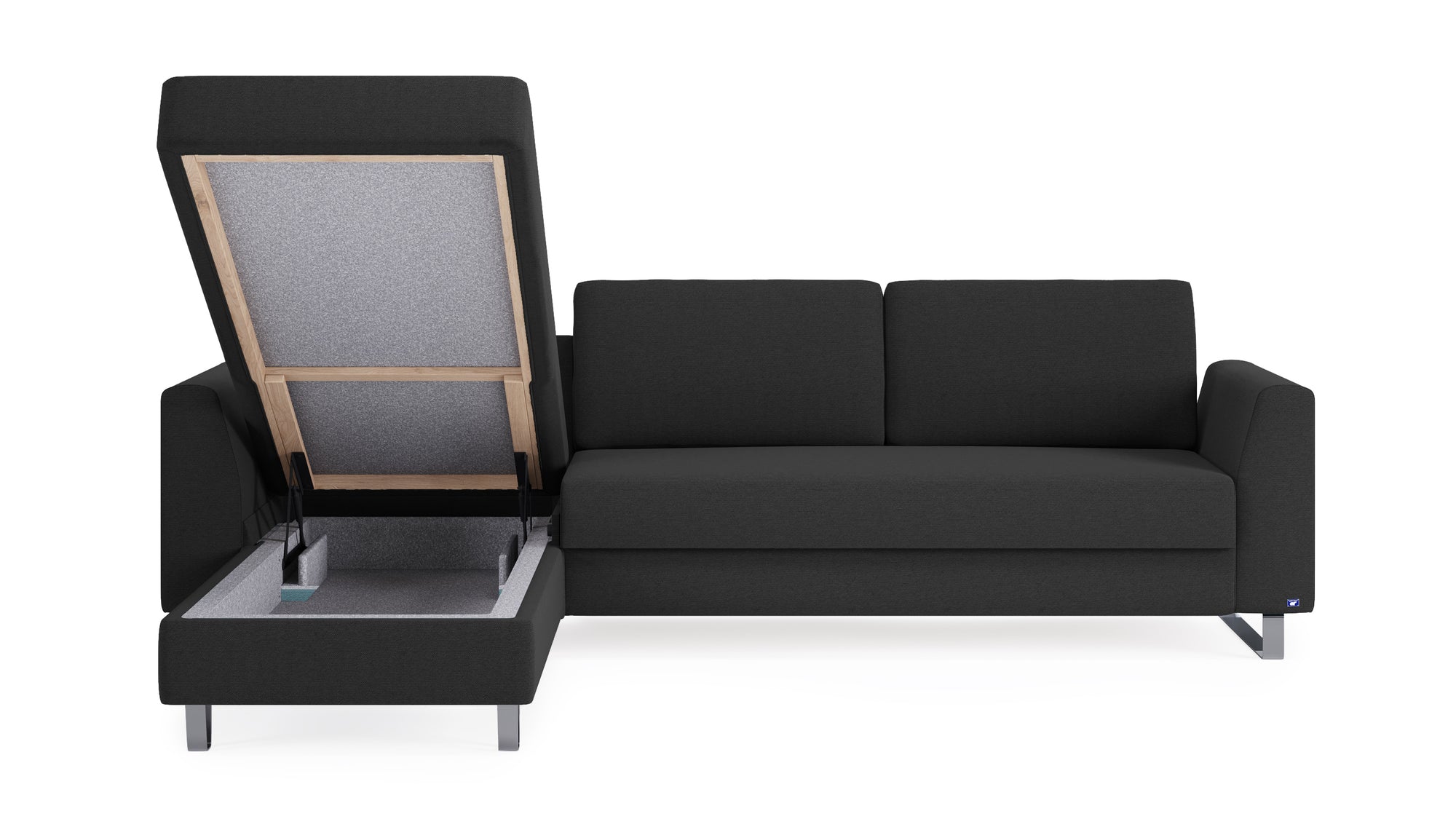 Schlafsofa von Bruno – 160 cm, in Anthrazit, Metallfüße
