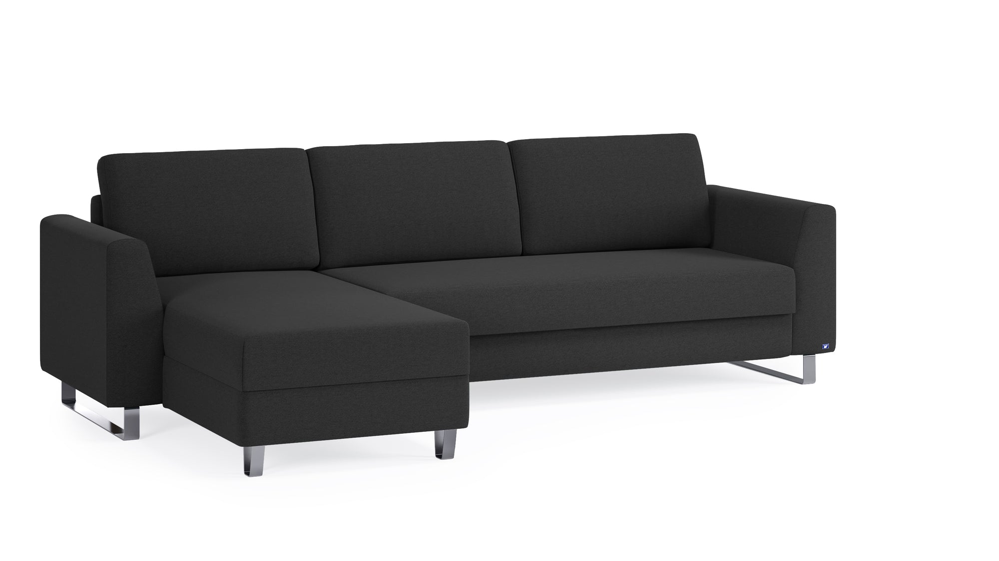 Schlafsofa von Bruno – 160 cm, in Anthrazit, Metallfüße