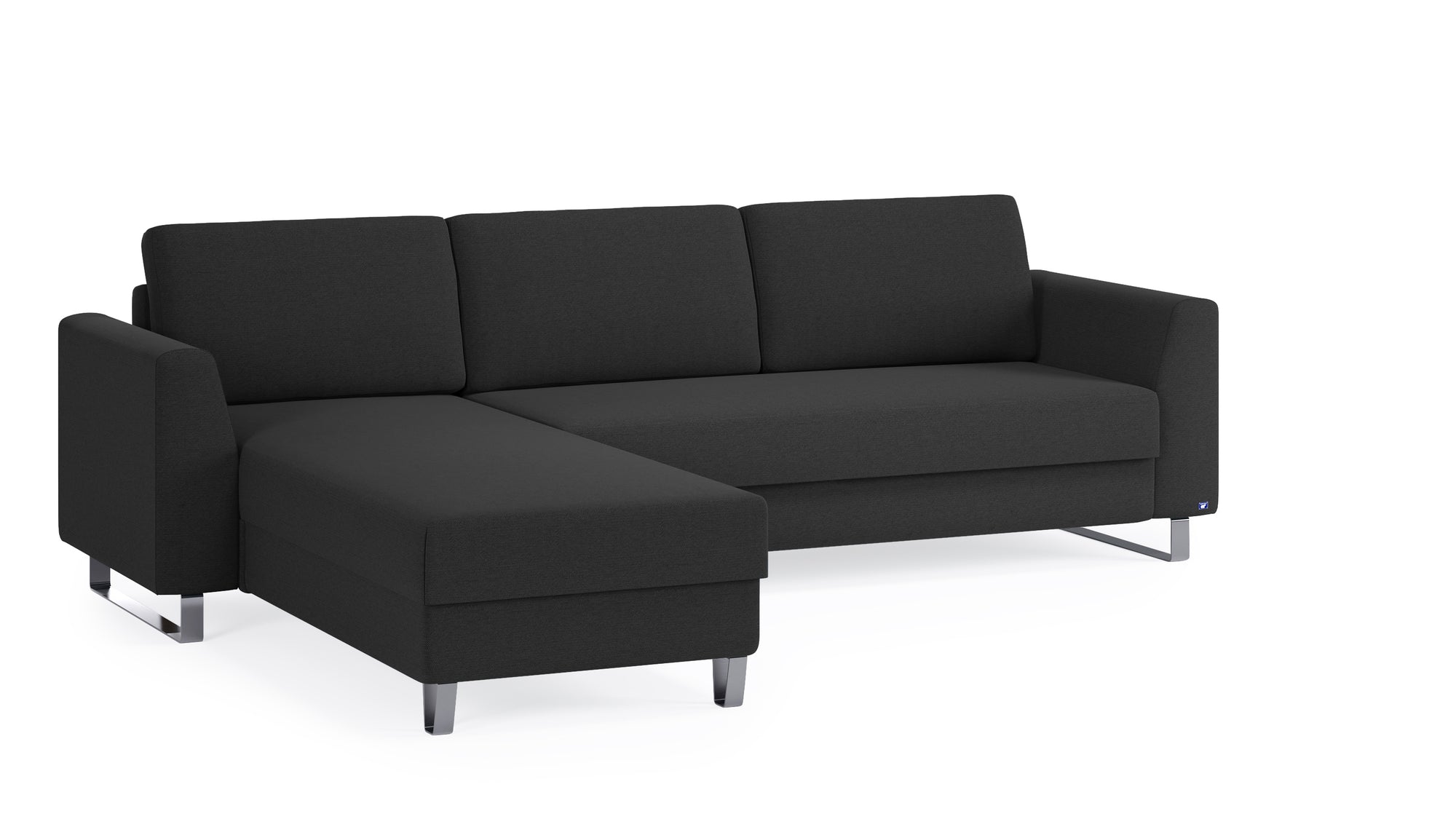 Schlafsofa von Bruno – 160 cm, in Anthrazit, Metallfüße