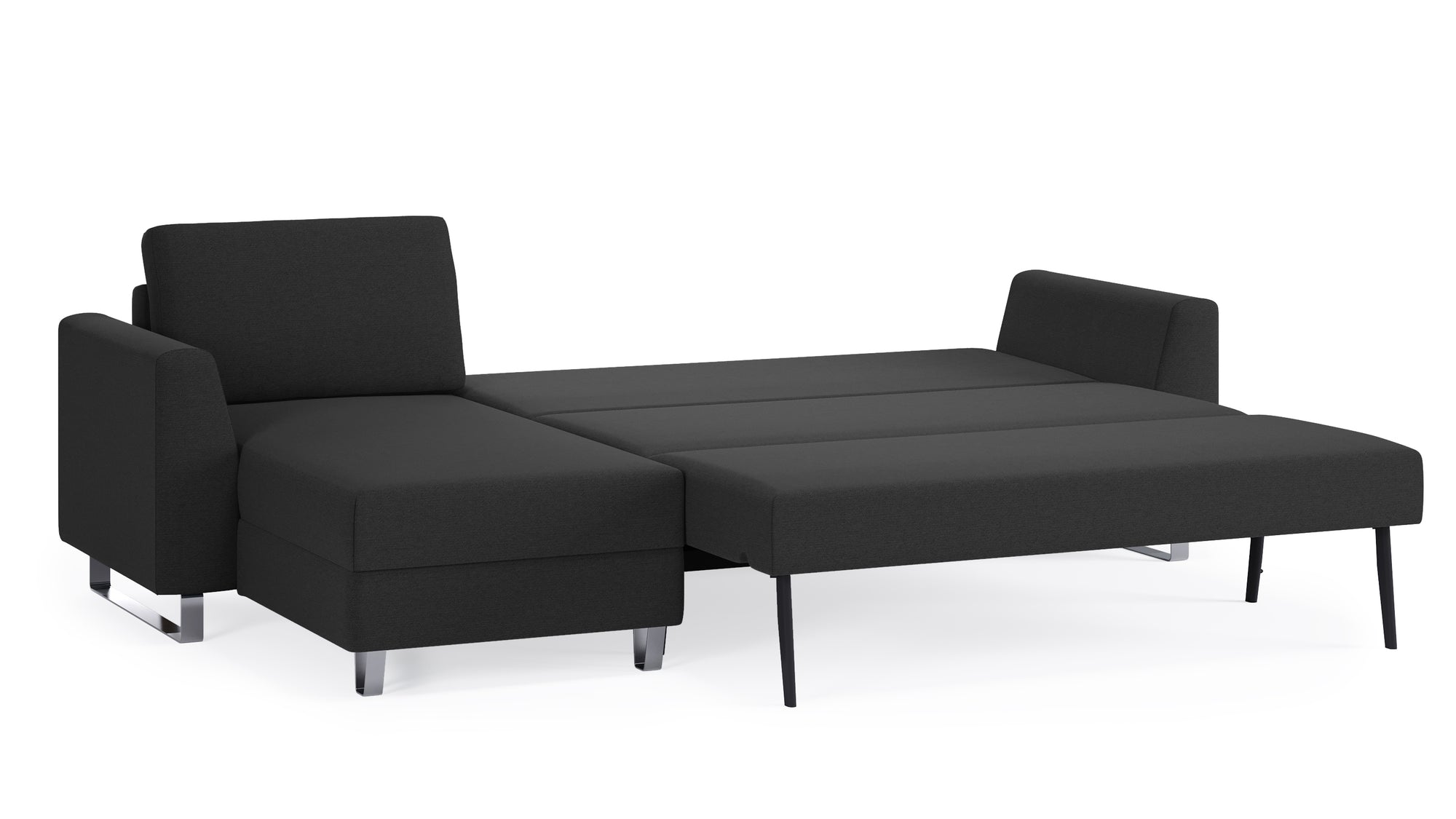 Schlafsofa von Bruno – 160 cm, in Anthrazit, Metallfüße