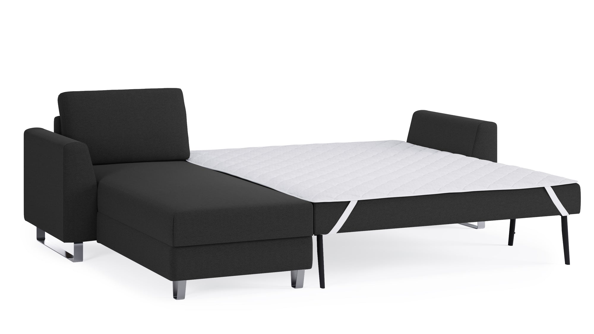 Schlafsofa von Bruno – 160 cm, in Anthrazit, Metallfüße